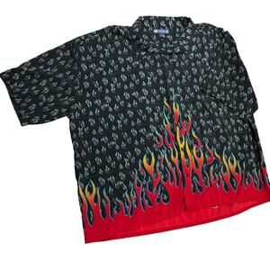 Big Dogs Hawaiian Casual Button Down Shirt Size 5XL Fire Black Red